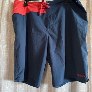 Patagonia Navy Board Shorts with Red Waistband